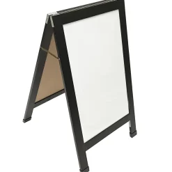Excello Double-Sided Indestructible A-Frame Magnetic Dry-Erase Whiteboard, Steel, 40” x 23”, White, Black Wood Frame