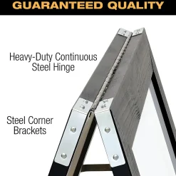 Excello Double-Sided Indestructible A-Frame Magnetic Dry-Erase Whiteboard, Steel, 40” x 23”, White, Black Wood Frame