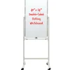 Excello Double-Sided Mobile Magnetic Dry-Erase Whiteboard On Wheels, Steel, 40” x 24”, White, Aluminum Frame