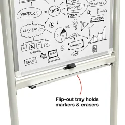 Excello Double-Sided Mobile Magnetic Dry-Erase Whiteboard On Wheels, Steel, 40” x 24”, White, Aluminum Frame
