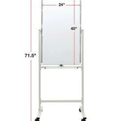 Excello Double-Sided Mobile Magnetic Dry-Erase Whiteboard On Wheels, Steel, 40” x 24”, White, Aluminum Frame