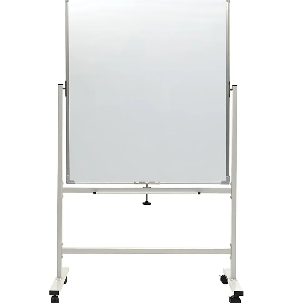 Excello Double-Sided Mobile Magnetic Dry-Erase Whiteboard On Wheels, Steel, 36"x 42", White, Aluminum Frame
