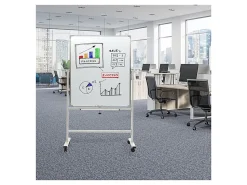 Excello Double-Sided Mobile Magnetic Dry-Erase Whiteboard On Wheels, Steel, 36