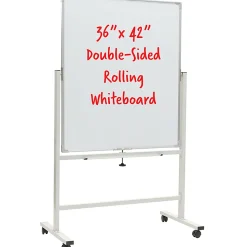 Excello Double-Sided Mobile Magnetic Dry-Erase Whiteboard On Wheels, Steel, 36