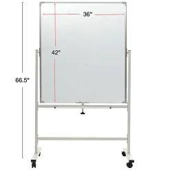 Excello Double-Sided Mobile Magnetic Dry-Erase Whiteboard On Wheels, Steel, 36