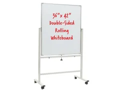 Excello Double-Sided Mobile Magnetic Dry-Erase Whiteboard On Wheels, Steel, 36