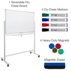 Excello Global Products Double-Sided Magnetic Dry-Erase Mobile Whiteboard, 32
