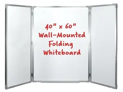 Excello Global Products Magnetic Dry-Erase Wall-Mounted Folding Whiteboard, 40