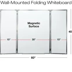 Excello Global Products Magnetic Dry-Erase Wall-Mounted Folding Whiteboard, 40