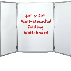 Excello Global Products Magnetic Dry-Erase Wall-Mounted Folding Whiteboard, 40