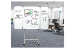 Excello Global Products Magnetic Dry-Erase Mobile Folding Whiteboard, 40