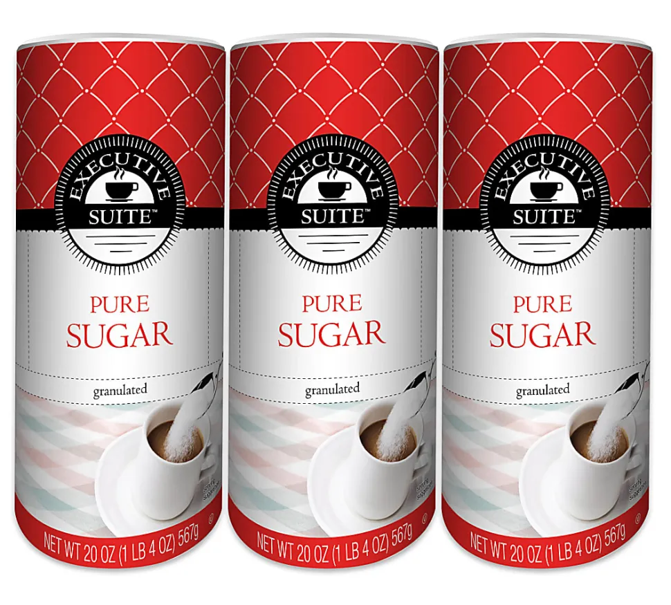 Executive Suite Pure Sugar, 20 Oz, Pack Of 3 Canisters