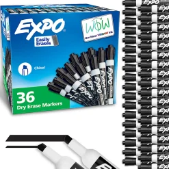 EXPO® Chisel-Tip Dry-Erase Markers, Black, Pack Of 36