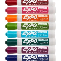 EXPO Dry Erase Markers, Low Odor Ink, Assorted Colors, Chisel Tip, 8 Count