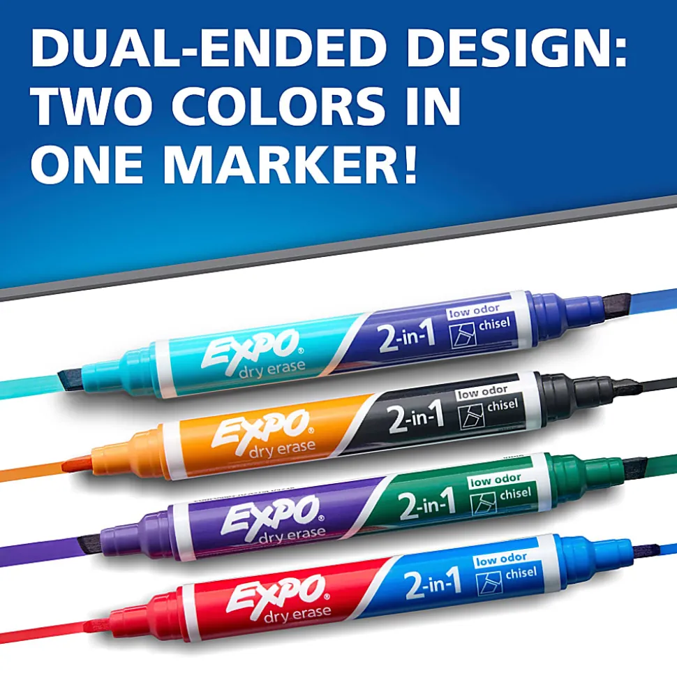 EXPO® 2-in-1 Double-Sided Dry Erase Markers, Pack Of 8