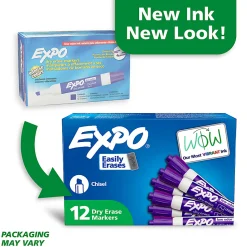 EXPO® Low-Odor Dry-Erase Markers, Chisel Point, Purple, Pack Of 12
