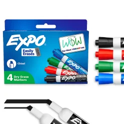 EXPO® Low-Odor Dry-Erase Markers, Chisel Point, Assorted Colors, Pack Of 4