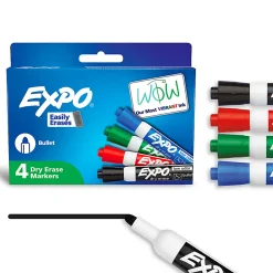 EXPO® Low-Odor Dry-Erase Markers, Bullet Point, Assorted Colors, Pack Of 4