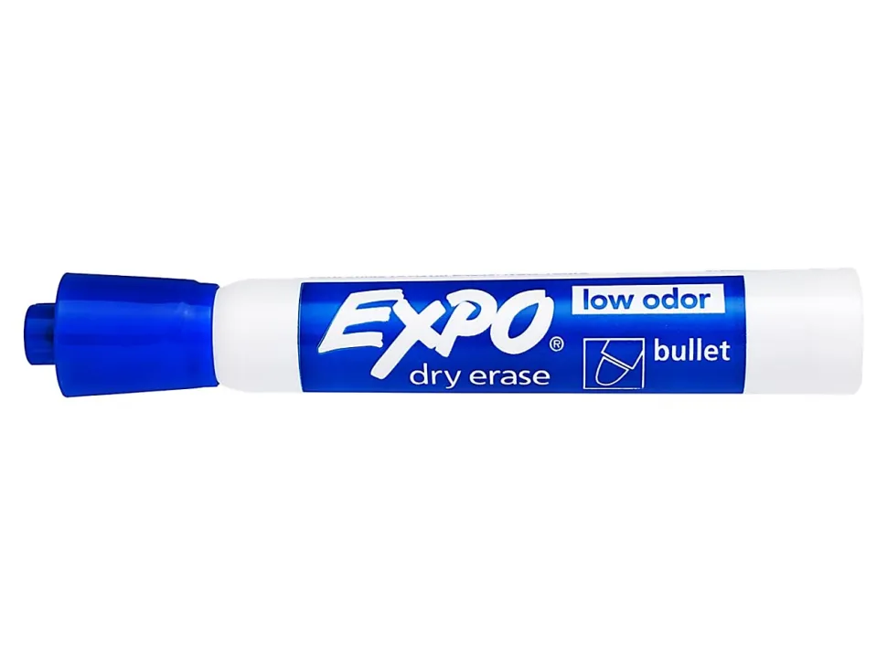 EXPO® Low-Odor Dry-Erase Markers, Bullet Point, Blue, Pack Of 12
