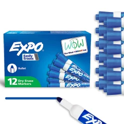 EXPO® Low-Odor Dry-Erase Markers, Bullet Point, Blue, Pack Of 12