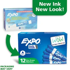 EXPO® Low-Odor Dry-Erase Markers, Bullet Point, Blue, Pack Of 12