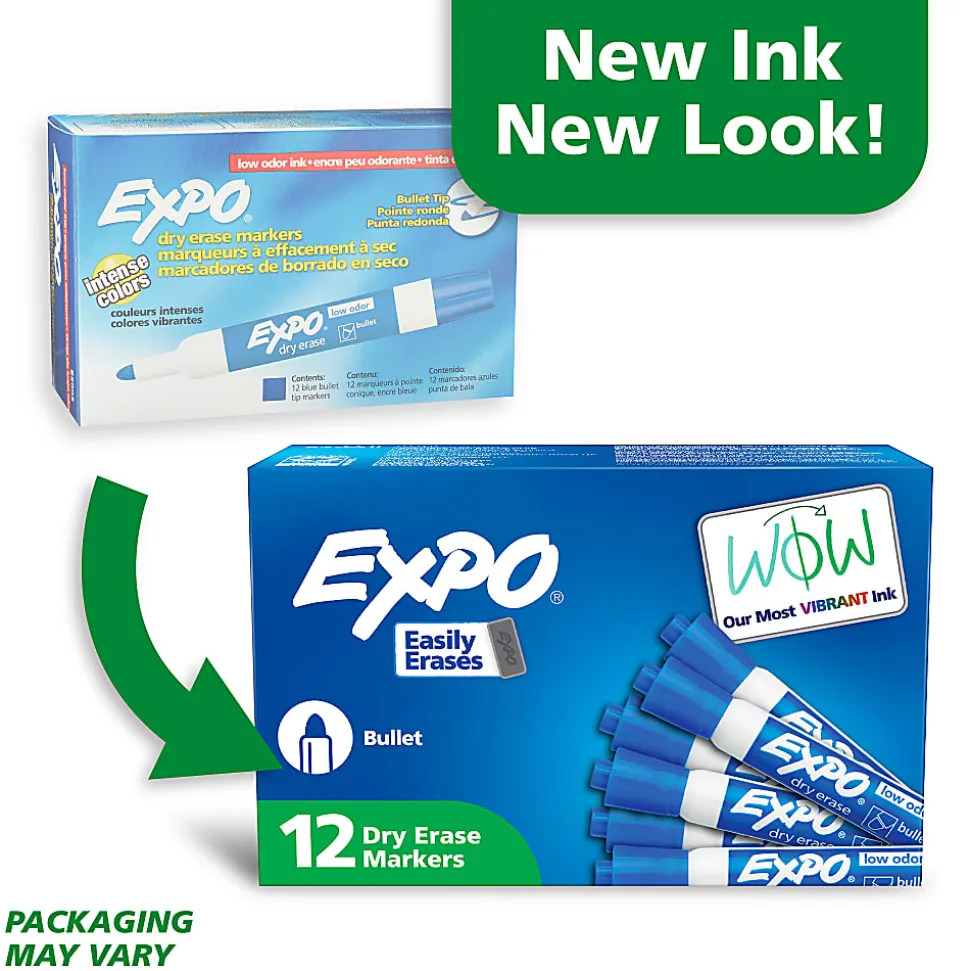 EXPO® Low-Odor Dry-Erase Markers, Bullet Point, Blue, Pack Of 12