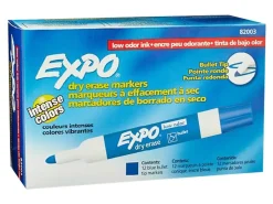 EXPO® Low-Odor Dry-Erase Markers, Bullet Point, Blue, Pack Of 12