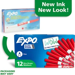 EXPO® Low-Odor Dry-Erase Markers, Fine Point, Red, Pack Of 12