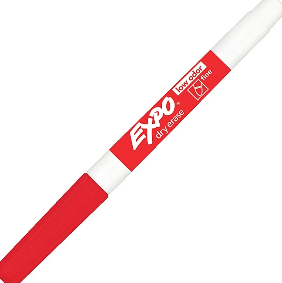 EXPO® Low-Odor Dry-Erase Markers, Fine Point, Red, Pack Of 12