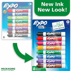 EXPO® Low-Odor Dry-Erase Markers, Chisel Point, Assorted Intense Colors, Pack Of 8