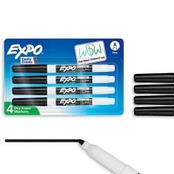 EXPO® Low-Odor Dry-Erase Markers, Fine Point, Black, Pack Of 4