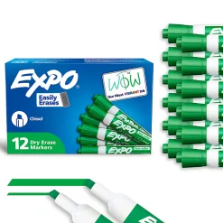 EXPO® Low-Odor Dry-Erase Marker, Chisel Point, Green, Pack of 12