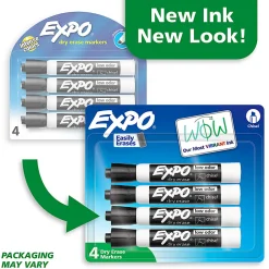 EXPO® Low-Odor Dry-Erase Markers, Chisel Point, Black, Pack Of 4