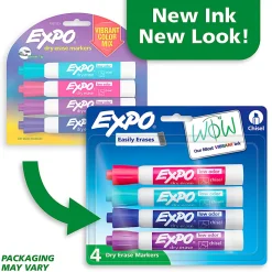 EXPO® Low-Odor Dry-Erase Markers, Chisel Point, Pastel Colors, Pack Of 4