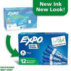 EXPO® Low-Odor Dry-Erase Markers, Chisel Point, Blue, Pack Of 12