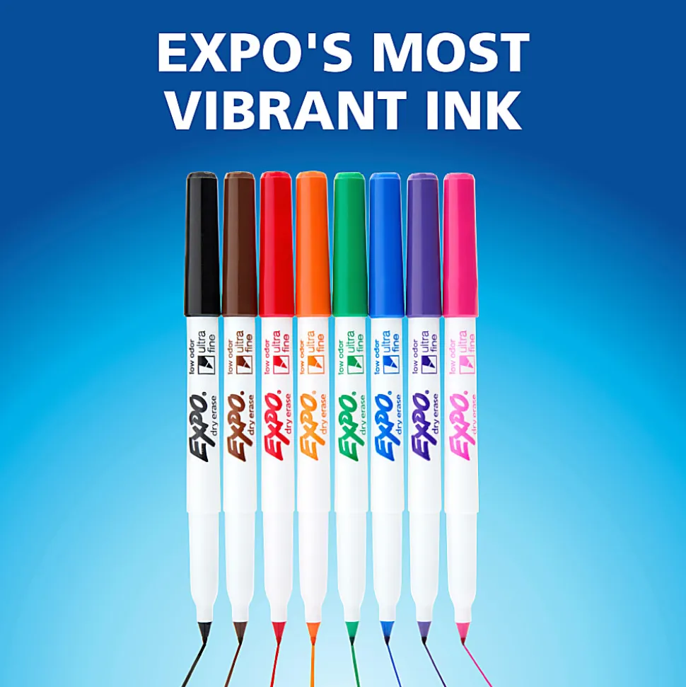 EXPO® Low-Odor Dry-Erase Markers, Ultra-Fine Point, Black, 12/Pack