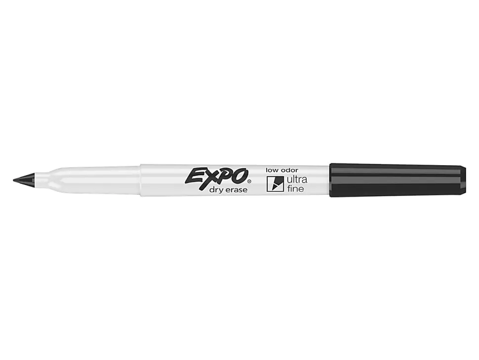 EXPO® Low-Odor Dry-Erase Markers, Ultra-Fine Point, Black, 12/Pack