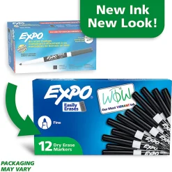 EXPO® Low-Odor Dry-Erase Pen-Style Markers, Black Ink, Pack Of 12