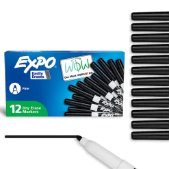 EXPO® Low-Odor Dry-Erase Pen-Style Markers, Black Ink, Pack Of 12