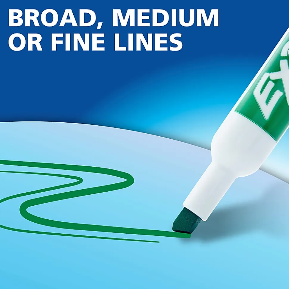 EXPO® Magnetic Dry Erase Markers With Eraser, Chisel Tip, Black Ink, Pack Of 4