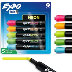 EXPO® Neon Dry-Erase Markers, Assorted, Pack Of 5