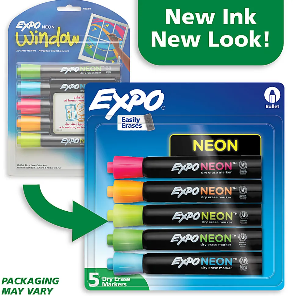 EXPO® Neon Dry-Erase Markers, Assorted, Pack Of 5