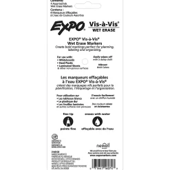 EXPO® Vis-A-Vis Wet-Erase Markers, Fine Point, White Barrels, Assorted Ink Colors, Pack Of 4 Markers