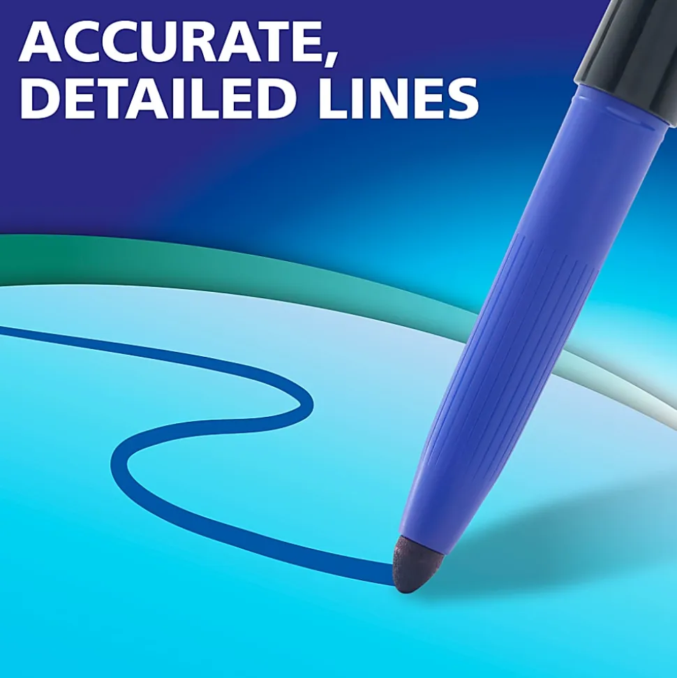 Expo® Wet-Erase Ultra Fine-Tip Markers, Black Barrel, Black Ink, Set Of 4 Markers