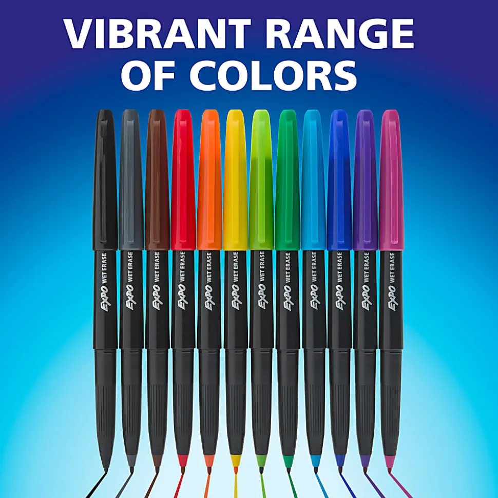 EXPO® Wet-Erase Ultra Fine-Tip Markers, Black, Box Of 12