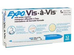 EXPO® Wet-Erase Ultra Fine-Tip Markers, Blue, Box Of 12