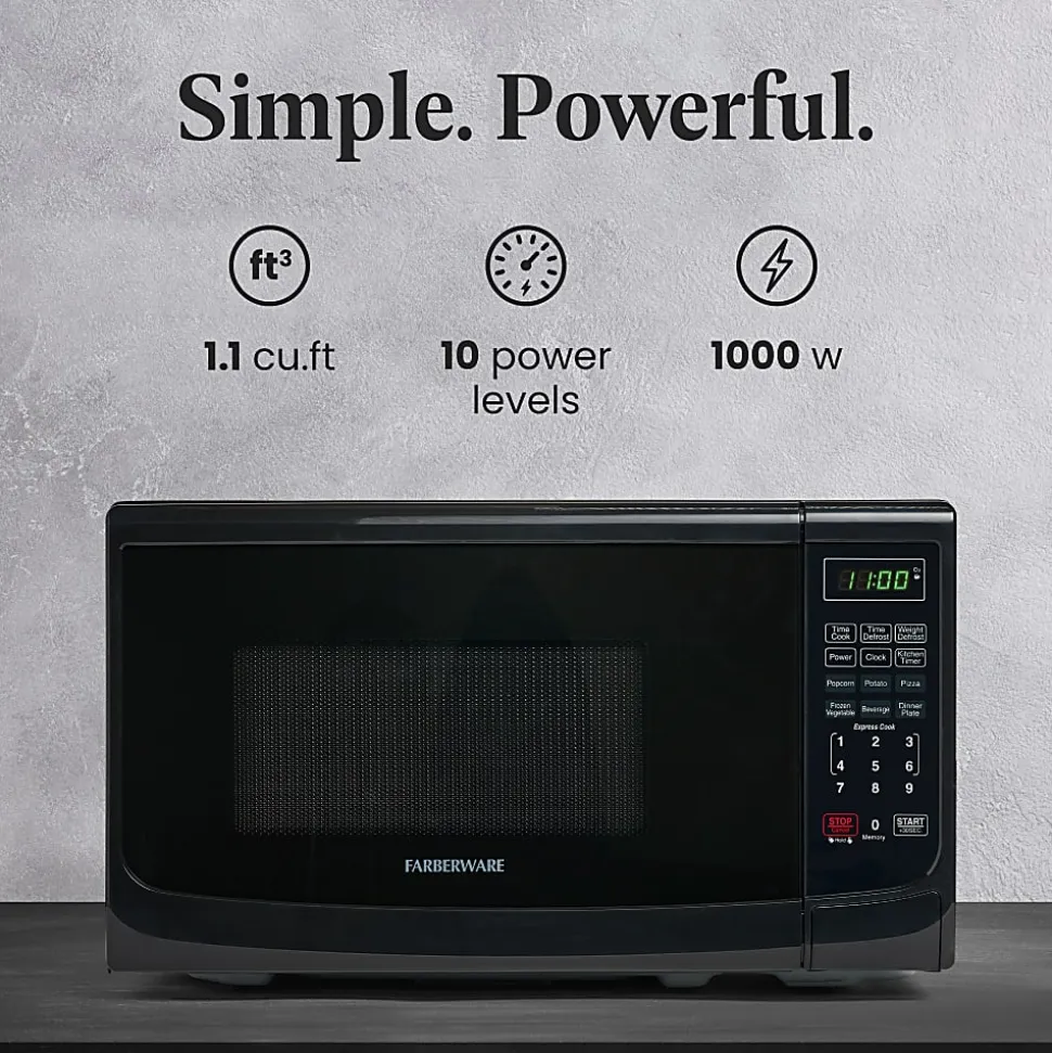 Farberware Classic 0.7 Cu Ft Countertop Microwave, Black