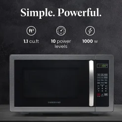 Farberware Classic 1.1 Cu Ft Countertop Microwave, Stainless Steel/Black