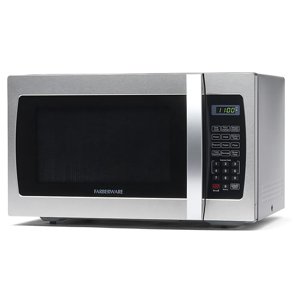 Farberware Professional 1.3 Cu Ft Countertop Microwave Oven, Stainless Steel/Black