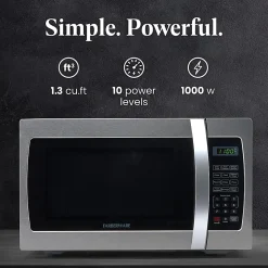 Farberware Professional 1.3 Cu Ft Countertop Microwave Oven, Stainless Steel/Black